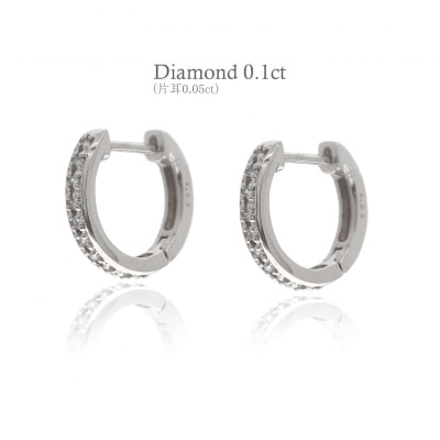 K18ホワイトゴールド ダイヤモンドフープピアス(0.1ct)46-3424