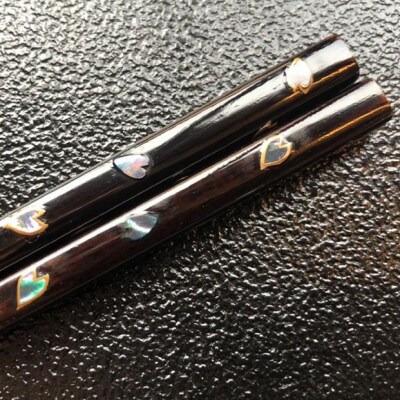 【藤田蝋色工芸】桜嵐坊お箸と箸置きセット(黒茶色)1膳