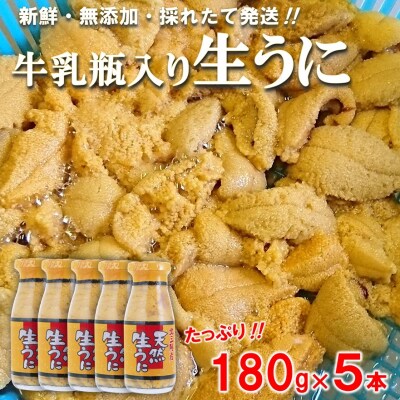 【期間限定】北三陸産 天然生うに180g×5本(牛乳瓶入りウニ) 