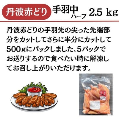 【訳あり】京都亀岡丹波山本の丹波赤どり 手羽中 ハーフ 2.5kg【期間中のご入金で+1kg】