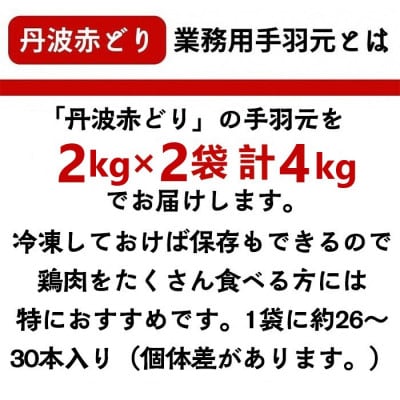 【訳あり】丹波赤どり 手羽元 計4kg(2kg×2パック)《京都亀岡丹波山本》