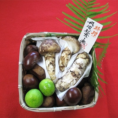 【先行受付】数量限定 丹波松茸と丹波栗(篭入り)<丹波四季菜料理 宮本屋>