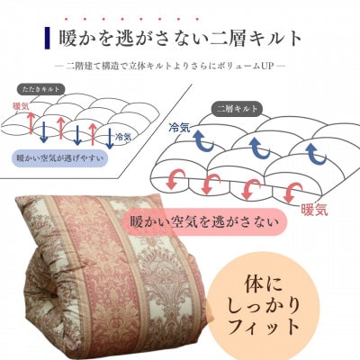 <京都金桝>羽毛布団 掛け布団 ダブル ハンガリーシルバーグースダウン93% ピンク|ジラーフ