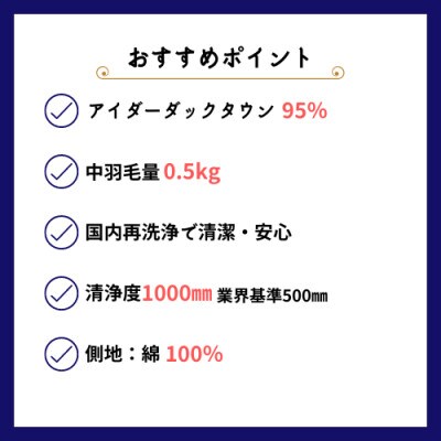 <京都金桝>羽毛布団 肌掛け布団 アイダーダウン 春夏秋冬 オールシーズン ダウンケット ブルー