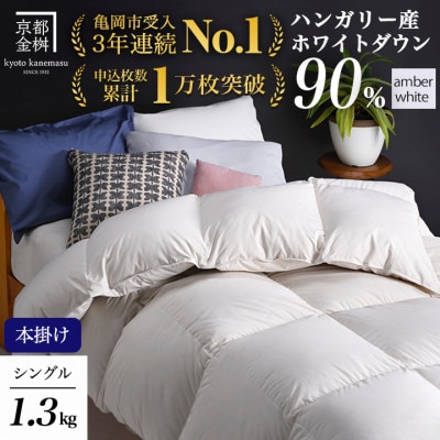 ＜京都金桝＞羽毛布団 本掛け ハンガリーダウン90% アンバーホワイト シングル アクアプレーン
