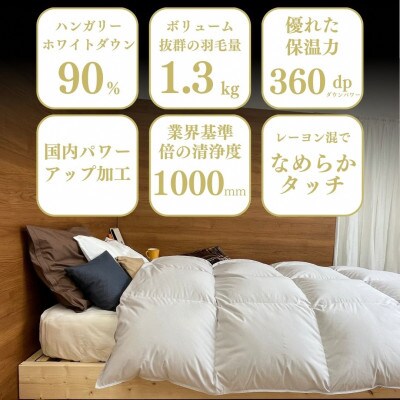 ＜京都金桝＞羽毛布団 本掛け ハンガリーダウン90% シングル パウダーグレー アクアプレーン