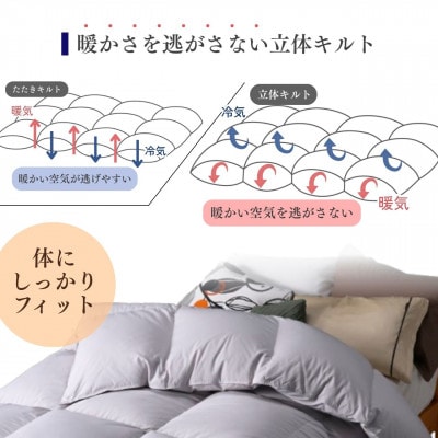 <京都金桝>羽毛布団 本掛け ハンガリーダウン90% シングル パウダーグレー アクアプレーン