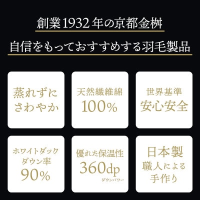 ＜京都金桝＞羽毛布団  エコテックス認証ホワイトダックダウン90% 掛け布団 シングル グリーン