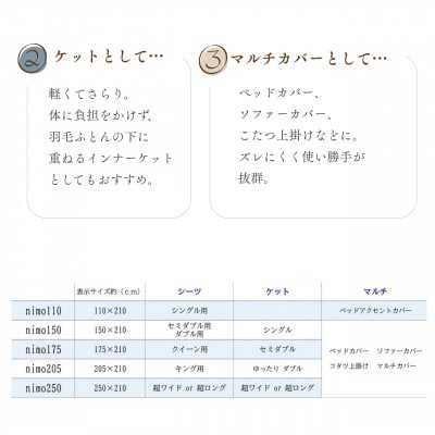 3WAY*ケット・シーツ・マルチカバー 綿&リヨセル キルトニット グレー 無地|nimo 150