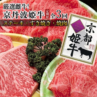 【毎月定期便】京丹波かぐら厳選雌牛!京丹波姫牛 グルメ三昧定期便 計2kg全3回