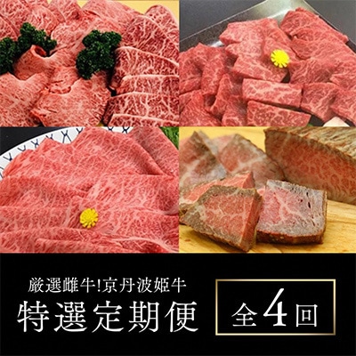 【毎月定期便】京丹波かぐら厳選雌牛!京丹波姫牛 特選定期便全4回
