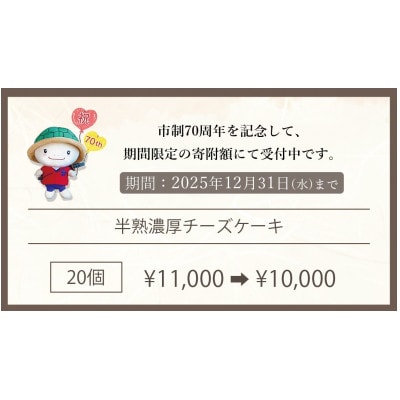 濃厚 半熟 スフレチーズケーキ『半熟チーズ工房』20個 冷蔵<京都 洋菓子館ベルジェノア>