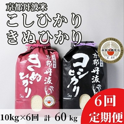 【毎月定期便】京都丹波米 こしひかり5kg・きぬひかり5kg 食べ比べ全6回