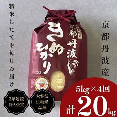2022年10月発送開始『定期便』【訳あり】毎月美味しい!契約栽培米 丹波きぬひかり 5kg 全4回