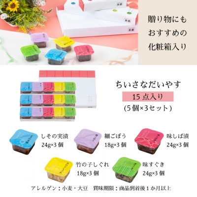 京つけもの 大安　食べ切りサイズのカップ入り漬物・ちいさなだいやす 15点セット【YG-15】