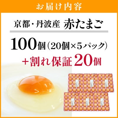新鮮 卵 丹波の赤たまご 100個(20個×5パック)+割れ保証20個