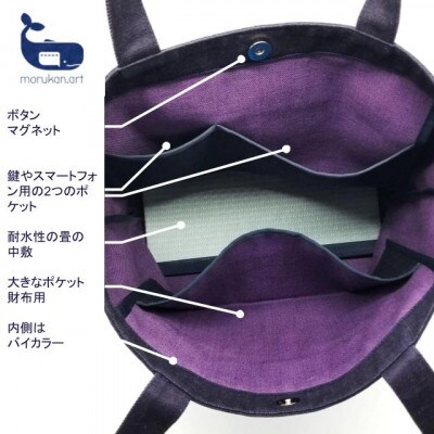 日本製デニムトートバッグ 白さくら(友禅 - シルク)