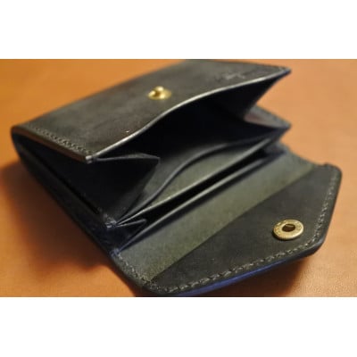 高級ブライドルレザー・ミニウォレット・ブラック・手縫い(LW-01-BLK-BRI)