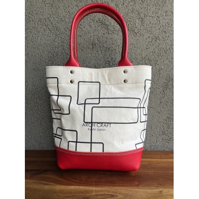 帆布と革のトートバッグ『Labyrinth』RED