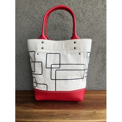 帆布と革のトートバッグ『Labyrinth』RED