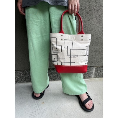 帆布と革のトートバッグ『Labyrinth』RED