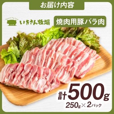 一貴山豚 焼肉用バラ肉 計500g(250g×2p) 糸島市/いきさん牧場 豚肉 [AGB034]