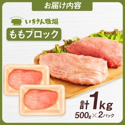 一貴山豚 モモブロック 1kg 糸島市/いきさん牧場 豚肉 [AGB038]