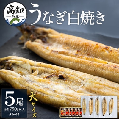 吉川水産 高知県産うなぎの白焼き 大サイズ(150～180g)×5尾 - タレ付き yw-0124