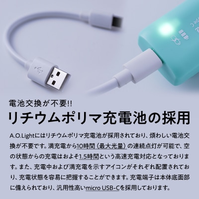 夜間巡視用LEDライト　A.O.Light(エメラルドグリーン)type-C