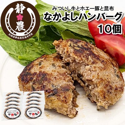 静農ブランド みついし牛なかよしハンバーグ 10個