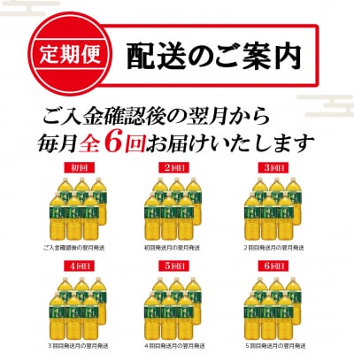 【定期便】お～いお茶濃い茶 PET2L×6本(1箱)×6回