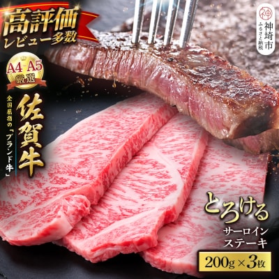 【スピード発送】佐賀牛 サーロインステーキ 200g×3枚(H065218)