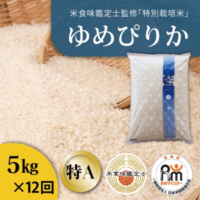 【令和8年産新米】特別栽培米ゆめぴりか　5kg×12回 定期便【AB-045】