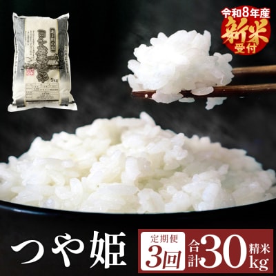 <先行予約> 【定期便3回】令和8年産 つや姫 精米 30kg (10kg×3) 新米 こめ コメ
