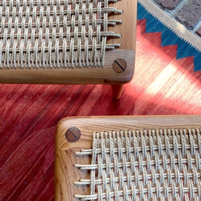 編み座のスツール (大)【カントリーチェア】[ATC015]