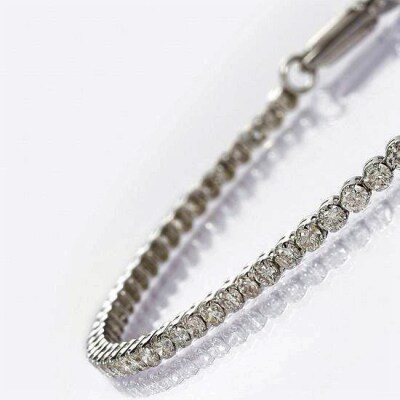 PT900 テニスブレスレット【17cm】ダイヤモンド【ライトBR】【1.9ct】