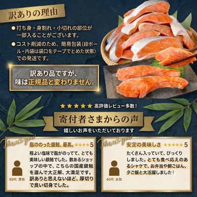 《訳あり》 産地直送! どっさり 2.7kg! 国産銀鮭 定塩切身 冷凍 鮭 切り身 石巻市