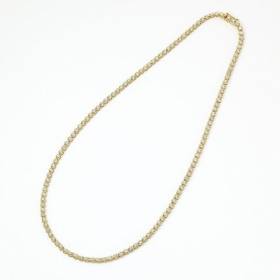 K18YGテニスネックレス　ストレート　ワイドシャトン　ダイヤモンド【5.00ct】K06014-H