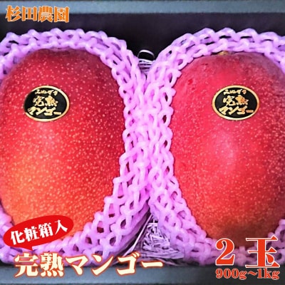 順次発送中!【杉田農園直送】完熟マンゴー 2玉 900g~1kg 化粧箱入 宮崎県西都市[2894]