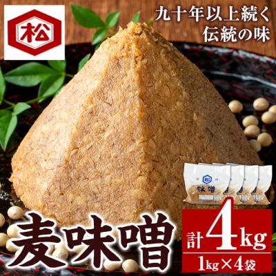 国産 保存料・酒精等不使用 麦味噌 4kg(1kg×4個)セット 鹿児島 手作り