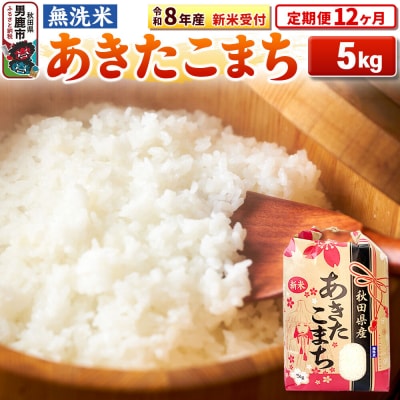 新米受付《定期便12ヶ月》【無洗米】秋田県産 あきたこまち 5kg|23_kml-020512s