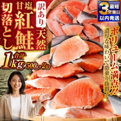 【 訳あり 】 天然甘塩紅鮭切落し 500g × 2袋 1kg 