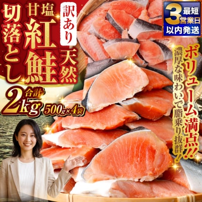 【訳あり】天然甘塩紅鮭切落し 500g×4袋 ふるさと納税 魚