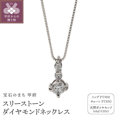 プラチナ スリーストーン 3石 ダイヤモンド ネックレス ベネチアンチェーン 40cm