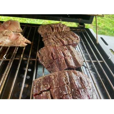 簡単焼くだけ!下味済みバーベキュー用鹿肉(内腿)200g×2_Y056-0001