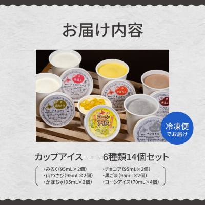 北海道十勝芽室町 安定剤不使用 カップアイスクリーム 6種14個入 Cセット me008-005c
