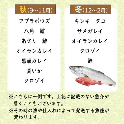 <定期便6回>北海道産 旬の魚介 4~5種 お楽しみ定期便