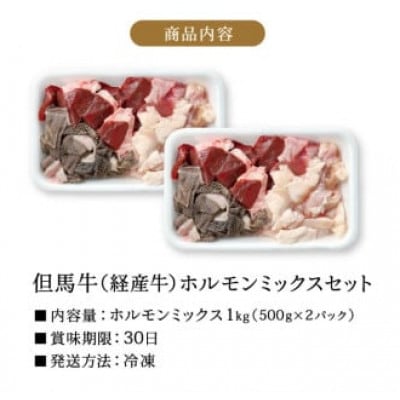 但馬牛経産牛「ホルモンミックス」500g×2パック いちかわ精肉店 012AA03N