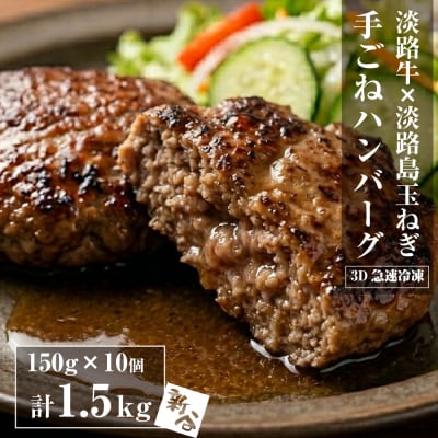 精肉店仕込みの手ごねハンバーグ1.5kg(150g×10個) 【3D急速冷凍】　aa16041
