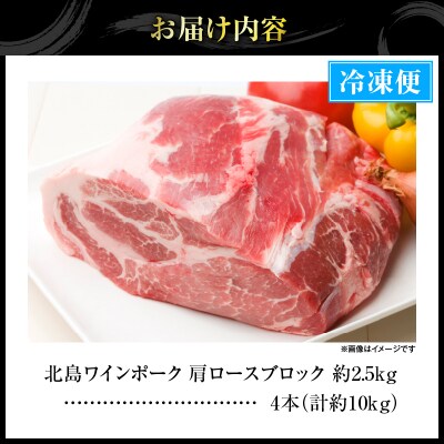 【農場直送】北海道産 北島ワインポーク 肩ロース ブロック 約10kg_Y067-0165
